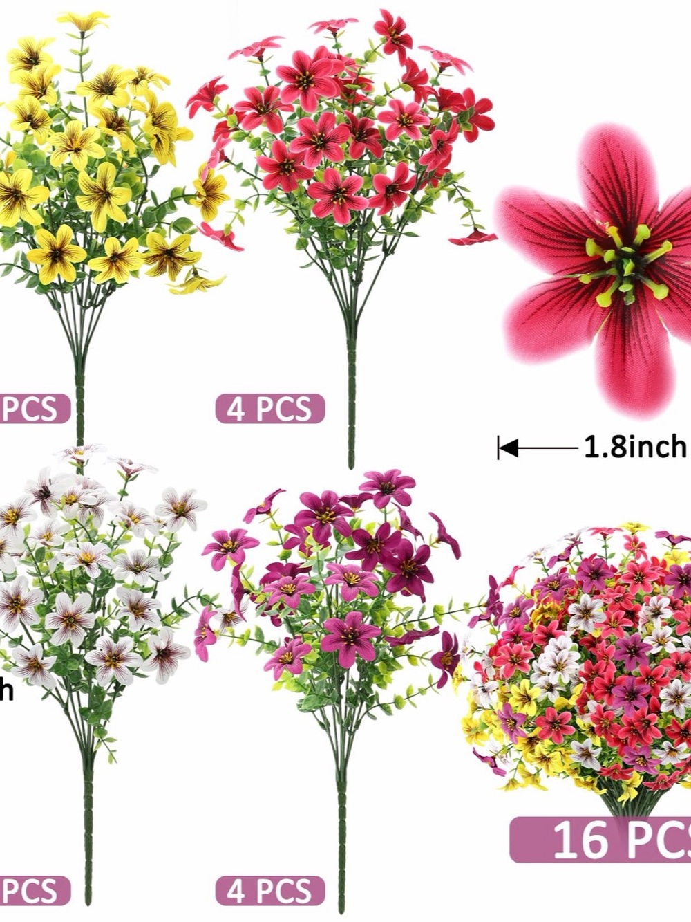 Artificial Flower Bouquet Set Pink & Yellow NWT